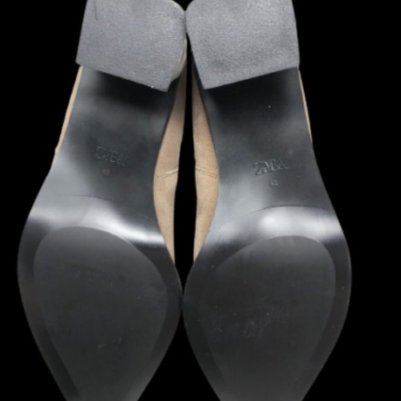 Zara Suede Leather Cowboy Ankle Boots Size 11 - Picture 5 of 6